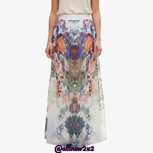 Lapis Butterfly Colorful Floral Maxi Skirt Size Small